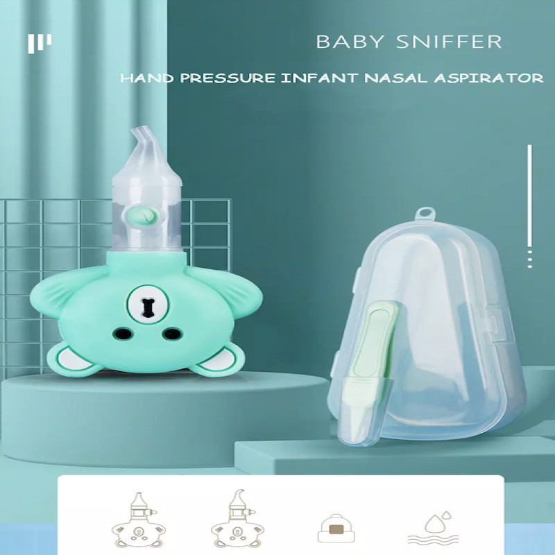 High Quality Baby Manicure Pedicure Kit Nail Clipper Scissor Tweezer File Bear Nasal Aspirator for Newborn Infant Toddler Mint Green